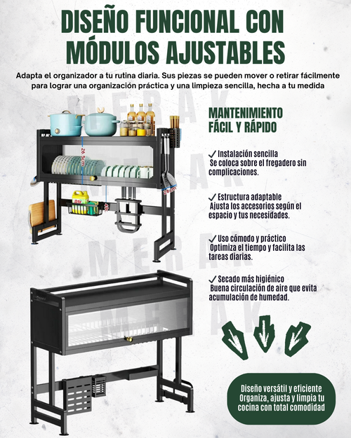 Escurridor de Platos sobre Lavaplatos con tapa + Accesorios🧼