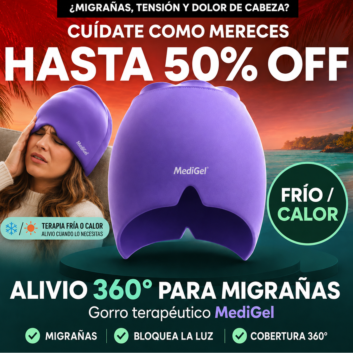 Gorro terapéutico para el dolor de cabeza